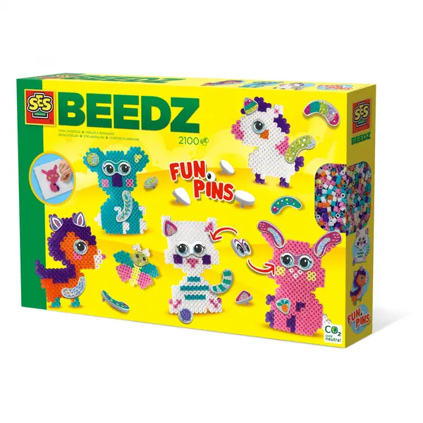 Set creativ 2100 Margele de calcat cu accesorii incluse,tematica Funpins animale,+5 ani