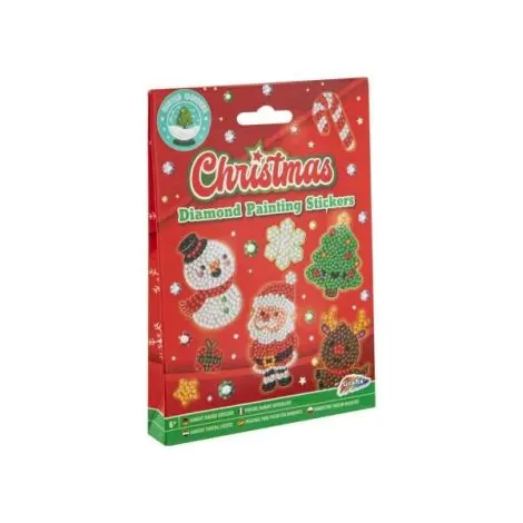 Set creativ cu tematica de Craciun, Creeaza 12 abtibilduri cu tehnica diamond paint