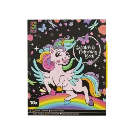 Set creativ de colorat si razuit, unicorn