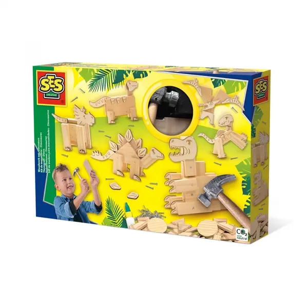 Set creativ de constructie - Dinozauri din lemn