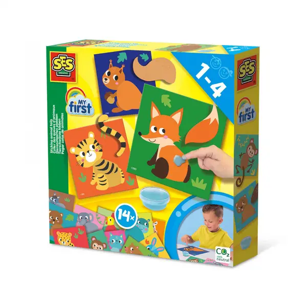 Set creativ de lipit cozi la animale cu 14 cartonase, +1 an