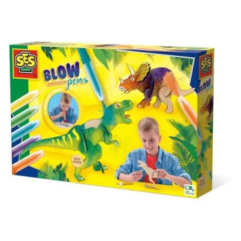 Set creativ - Desenez dinozauri din lemn cu markere cu aerograf