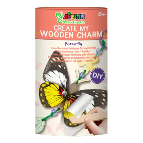 Set creativ din lemn - breloc Fluture, colectia Creatii Naturale
