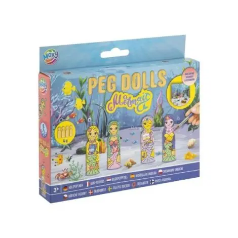 Set creativ DIY,Figurine din lemn, Peg Dolls, Sirene