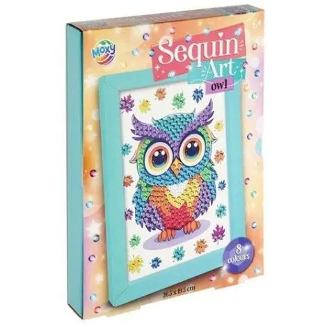 Set creativ DIY, Tablou cu paiete, bufnita