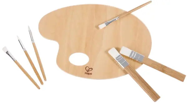 Set creativ Hape International - Paletă și pensule, 7 piese