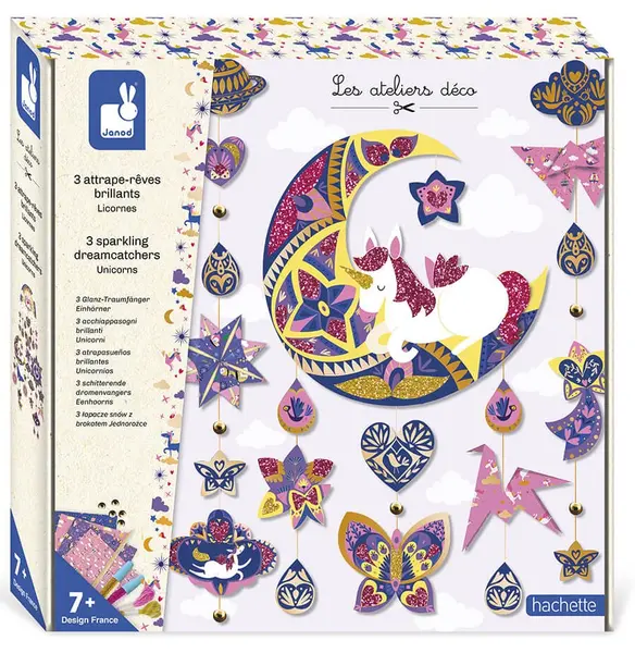 Set creativ Janod - Capcană de vis, unicorni, 3 bucăți