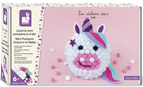 Set creativ Janod - Faceți un mini-pompon, unicorn