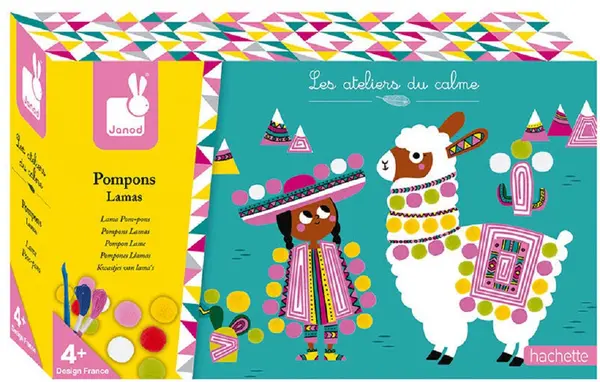 Set creativ Janod - Lama cu pom-pom