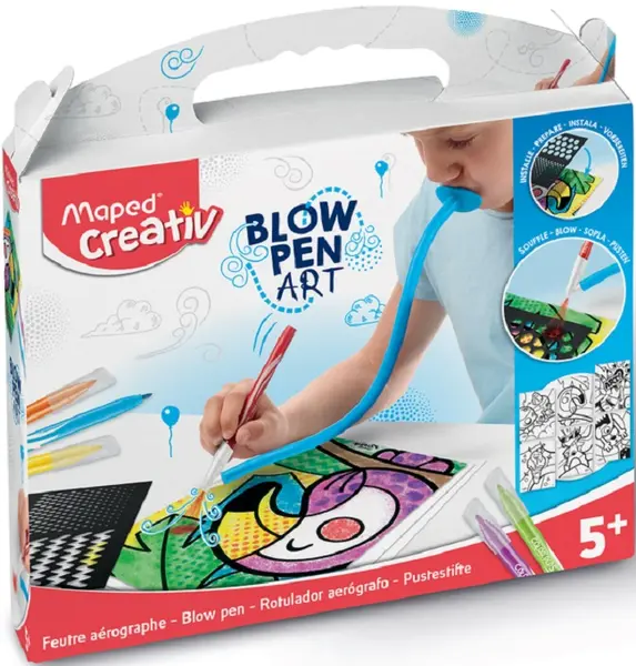 Set creativ Maped Creativ - Blow Pen Art, 14 piese