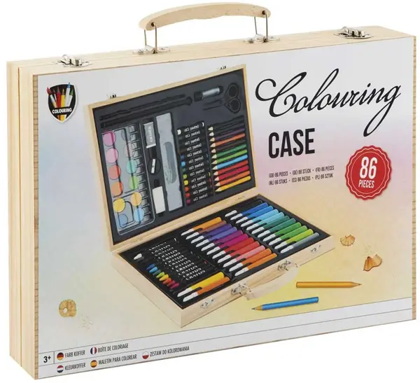 Set creativ Moxy - 86 piese, într-o cutie de lemn