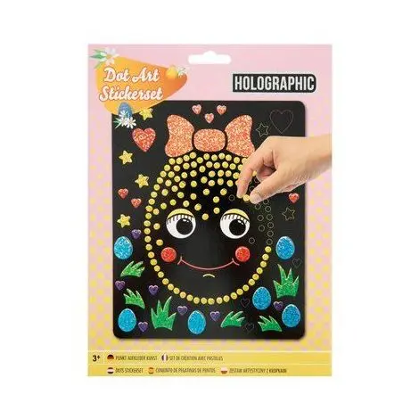 Set creativ Mozaic cu abtibilduri holografice, Dot Art, cu tematica Paste, pui