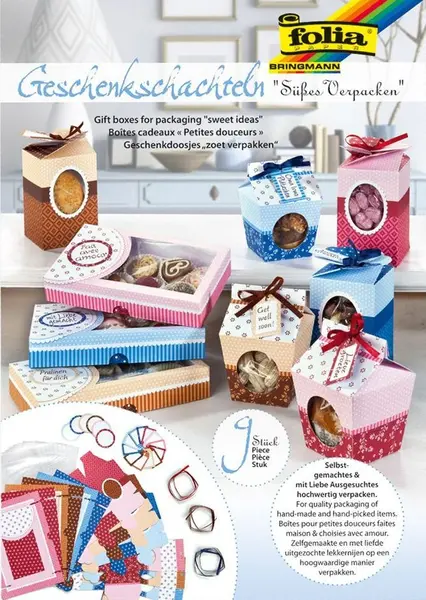 Set creativ pentru fabricarea de cutii pentru cadou si de depozitare Folia - 40 piese