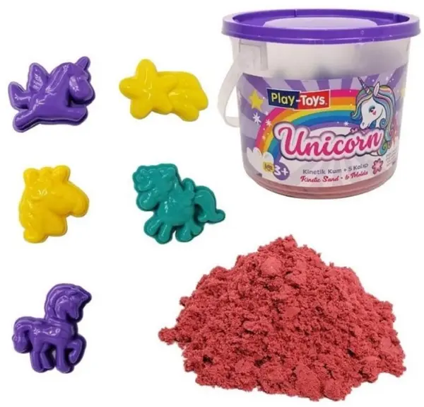 Set creativ PlayToys - nisip de joacă cu forme, 400 g, roz