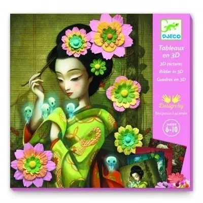 Set creativ Portrete cu flori din hartie, Djeco