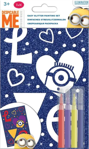 Set creativ Revontuli Toys Oy - Coloreaza singur o imagine stralucitoare, Minions