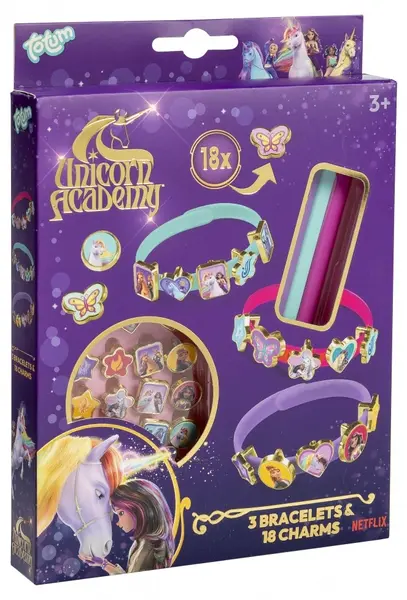 Set creativ Totum Unicorn Academy - Fă singur brățări, 3 bucăți