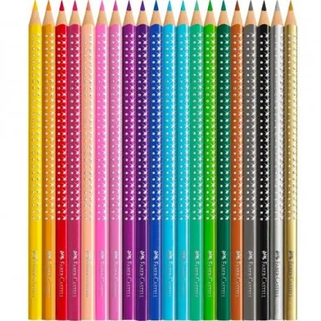 Set creioane color Sparkle 20 buc/set + ascutitoare Sleeve, Faber-Castell