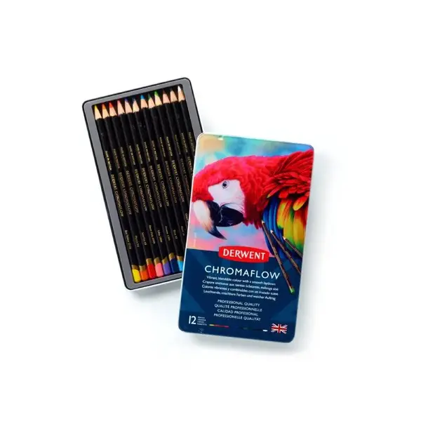 Set creioane colorate Derwent Professional Chromaflow, cutie metalica, 24 buc/set Set creioane colorate Derwent Professional Chromaflow, cutie metalica, 24 buc/set