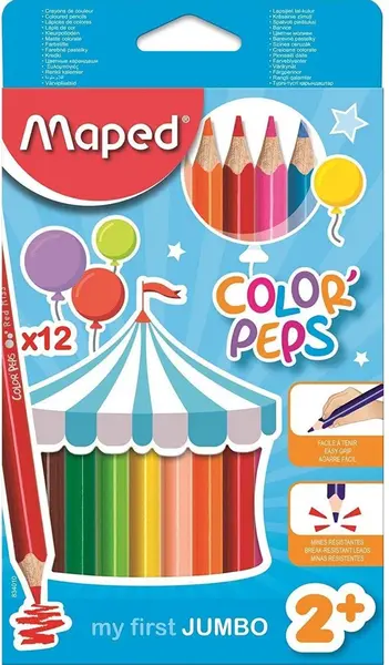 Set creioane colorate Maped Color Peps - My First Jumbo, 12 culori
