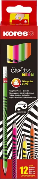 Set creioane din grafit Kores - Neon, 12 piese