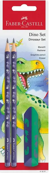 Set creioane Faber-Castell Dino - HB, 2 buc, cu radieră