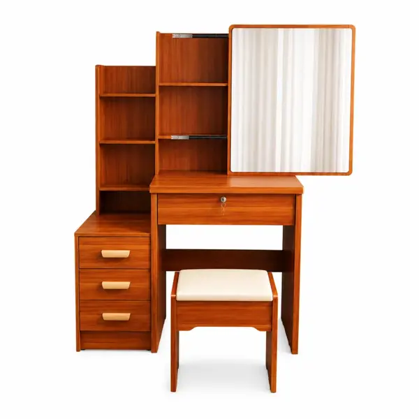 SET CRYSTAL - Masuta de machiaj cu oglinda clasica - WALNUT