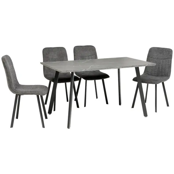 Set Cu Masă Și Scaune in metal, textil, material pe bază de lemn gri