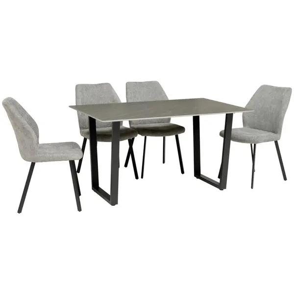 Set Cu Masă Și Scaune in metal, textil, piatră gri închis