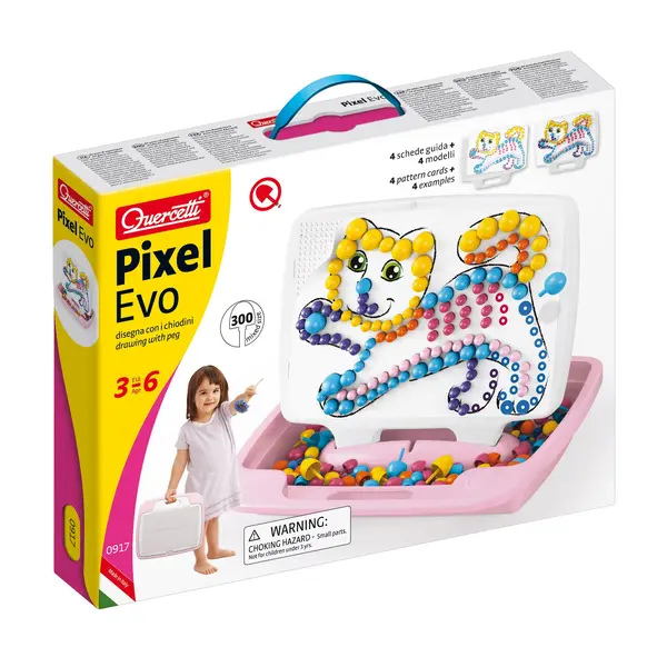 Set cu valiza Quercetti Pixel Evo Cat 300 piese