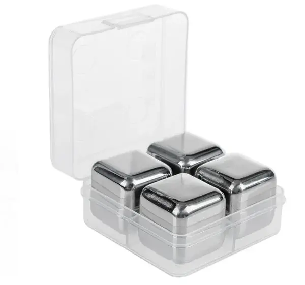 Set cuburi de gheata reutilizabile din otel inoxidabil, 4 buc set