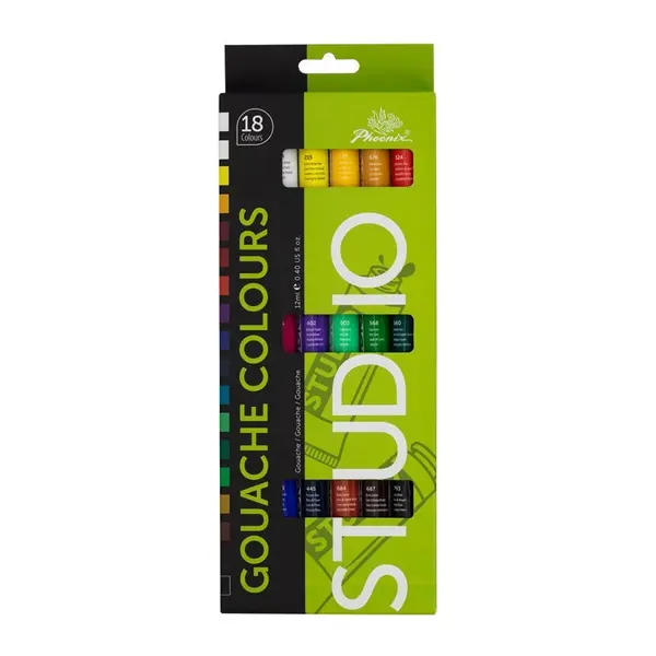 Set Culori Guase Phoenix, 18 Culori x 12 ml