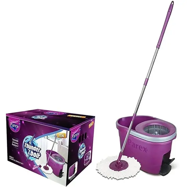 Set Curatenie Parex Thunder Bolt, Galeata cu Pedala si Mop Rotativ, 20 litri, Roz