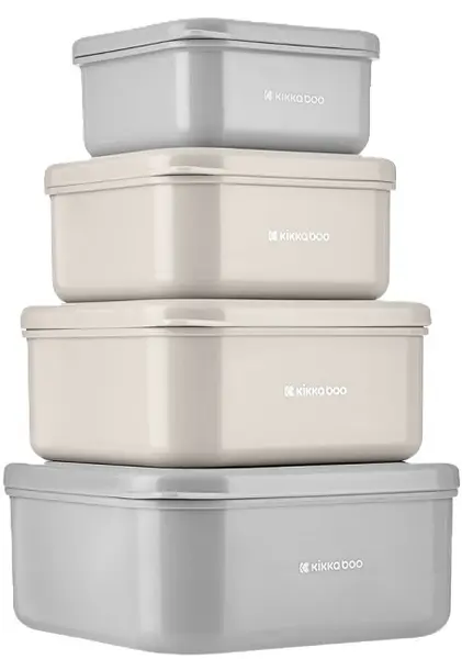 Set cutie pentru alimente KikkaBoo - Kitty Cat Grey, 4 buc