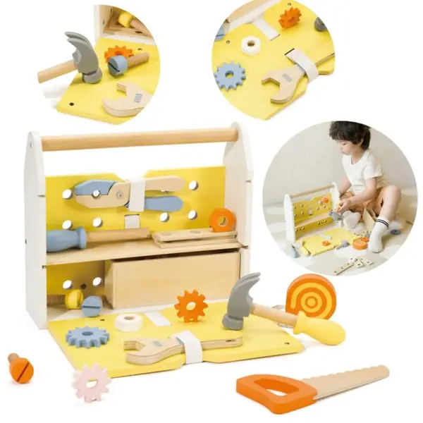 Set cutie unelte Classic World, lemn, multicolor, 15 piese KID021770, la doar 145,00 lei