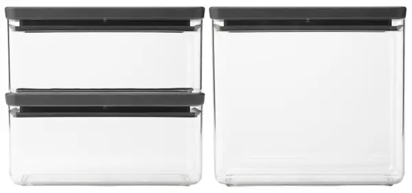 Set cutii pentru depozitarea produselor Brabantia - Tasty+ Stackable, Dark Grey, 3 buc