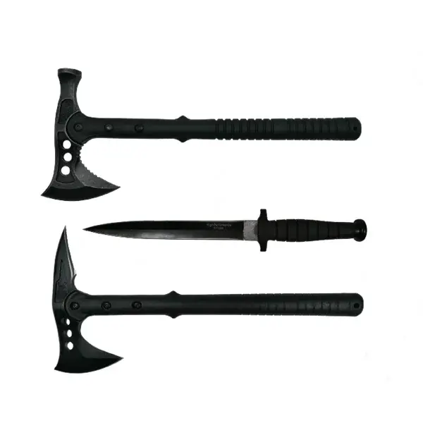 Set Cutit de vanatoare cu doua taisuri si doua Toporare Survivor, DEPOX , otel inoxidabil