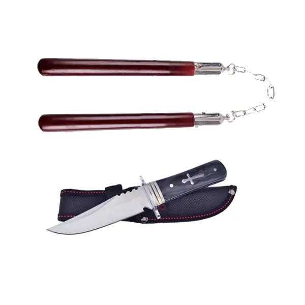 Set Cutit de vanatoare ,Tang Hunter , 28 cm si Nunceag maro , 31 cm , DEPOX , teaca inclusa