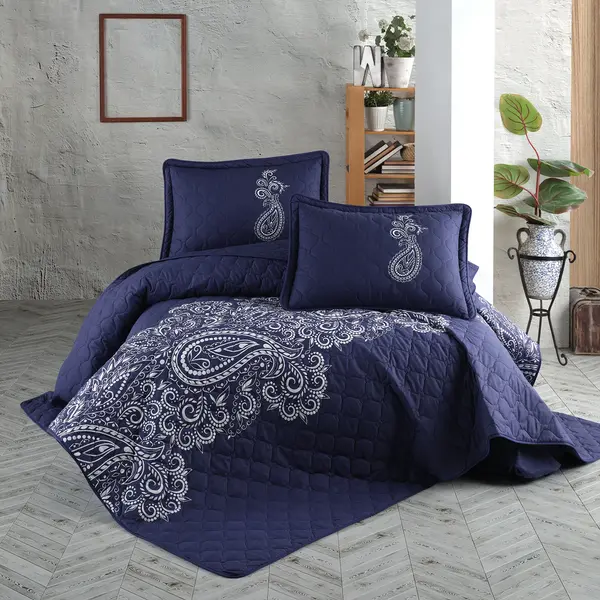 Set cuvertura de pat dublu, 3 piese, Bumbac 100%, 240x260cm, Clasy, NILLA V1