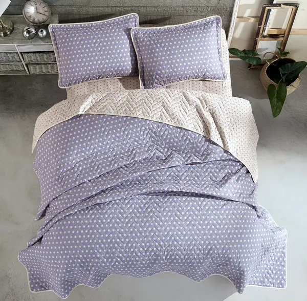 Set cuvertura de pat dublu, 3 piese, Bumbac 100%, 240x260cm, Clasy, OREGON V1 Salmon