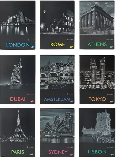 Set de 10 caiete Elisa Cities by Night - A4, 62 de foi, mix