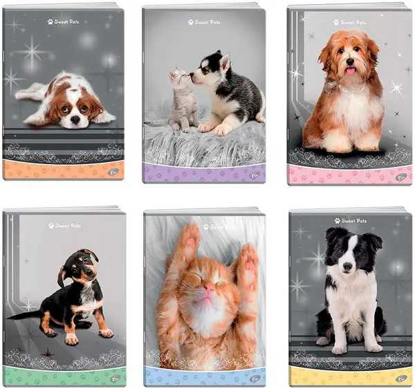 Set de 10 caiete Elisa Sweet Pets - A4, 62 de foi, sortiment