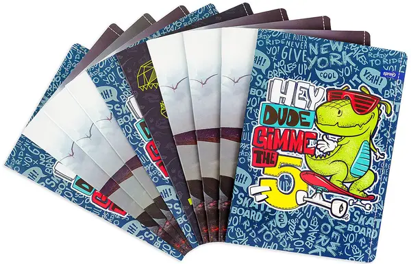 Set de 10 caiete Spree Dinosaur A4 - 62 de coli, linii largi, asortiment