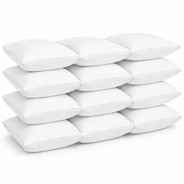 Set de 12 perne Hotel Luxury dreptunghiulare 50x70cm cu puf siliconizat, alb