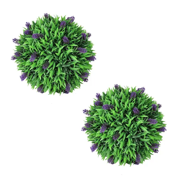 Set de 2 arbusti ornamentali artificiali, bila cu lavanda, 30 cm