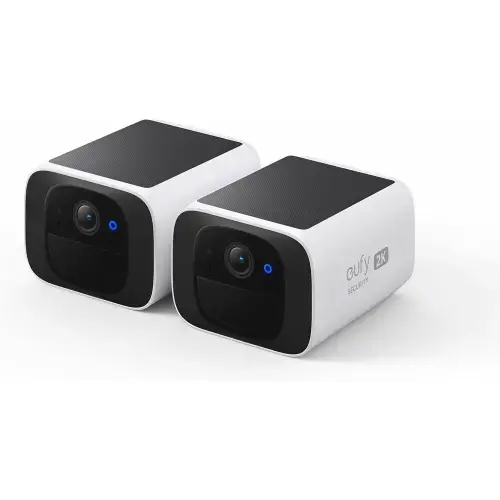 Set de 2 Camere de supraveghere eufy SoloCam S220, Wireless, Panou Solar, Rezolutie 2K, 2.4 GHz Wi-Fi IP67 (Alb)