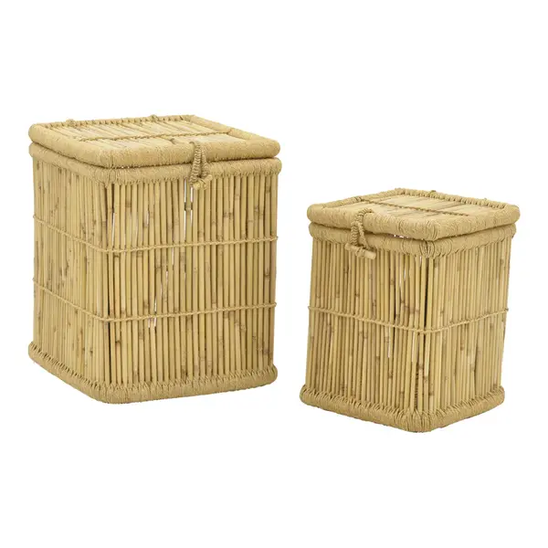 Set de 2 cosuri de rufe Dremia bambus, Natural, 46x46x55 cm