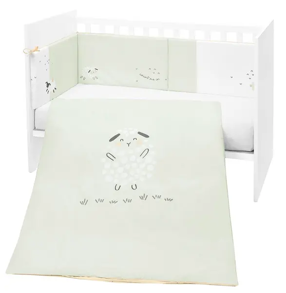 Set de 2 piese de lenjerie de pat pentru copii KikkaBoo - EU style, 60 х 120 cm, Sleepy Sheep