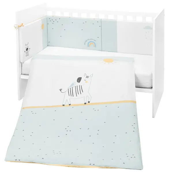Set de 2 piese de lenjerie de pat pentru copii KikkaBoo - EU style, 60 х 120 cm, Stripy Friends