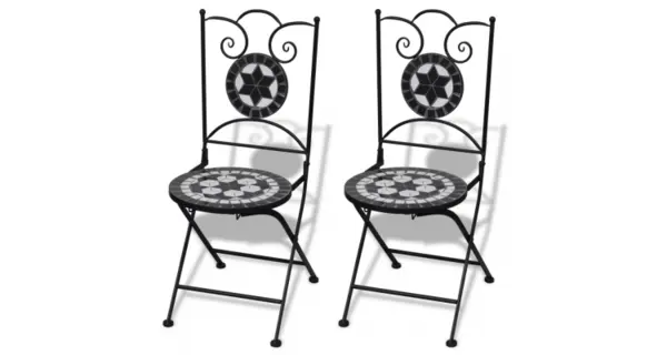 Set de 2 scaune din mozaic, culoare negru si alb